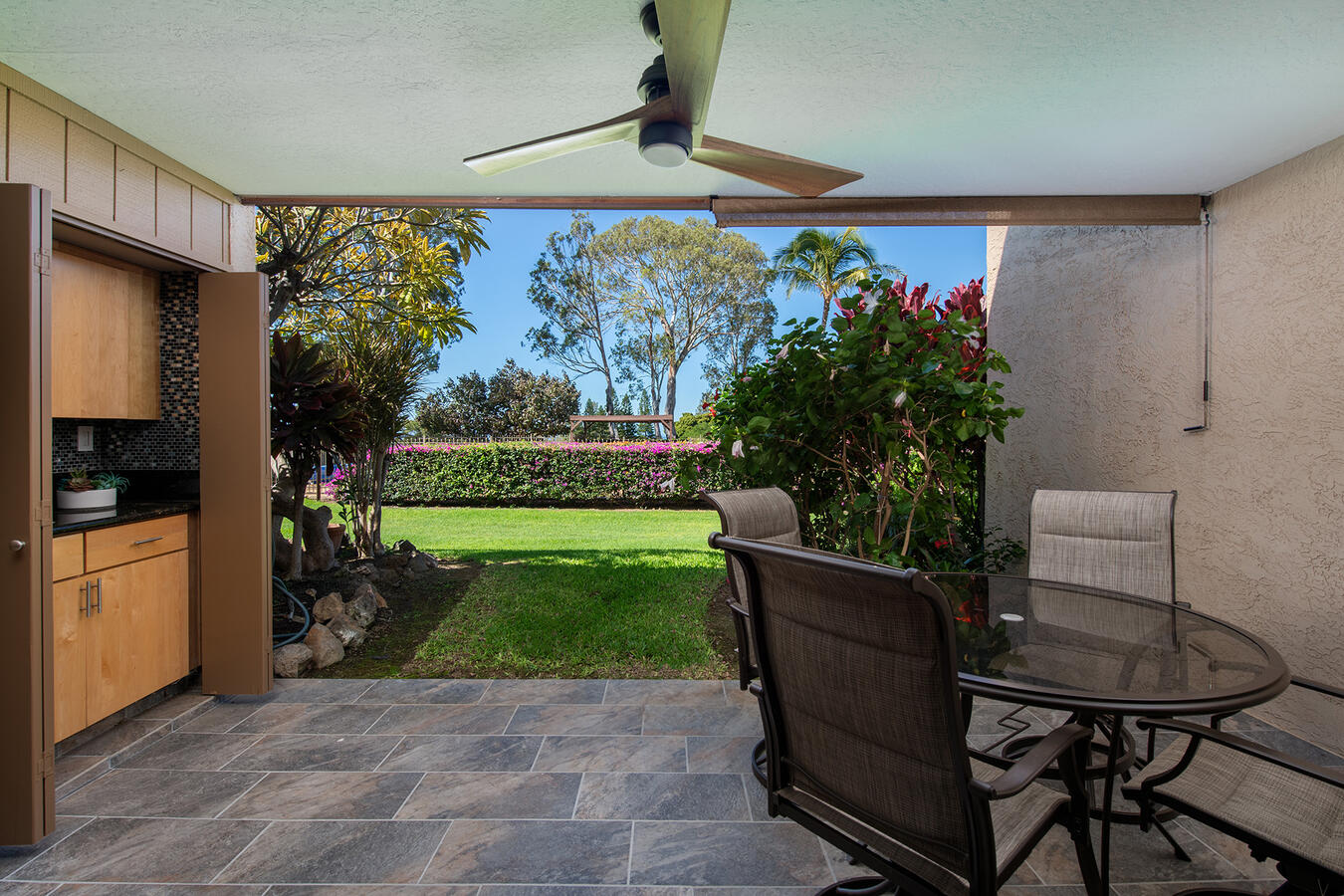 Your Private Sunset Theater — Featuring a dedicated outdoor wet bar, this is the perfect spot for evening pūpūs and a cold drink as the sun dips below the horizon.